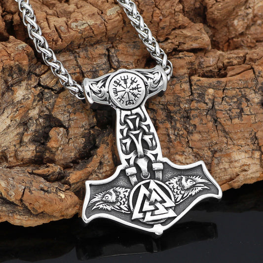 Ravens of Odin Mjolnir Necklace - Viking Valor