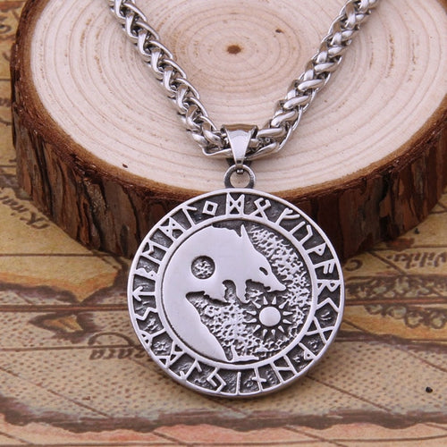 Wolf Sun and Moon Necklace - Viking Valor