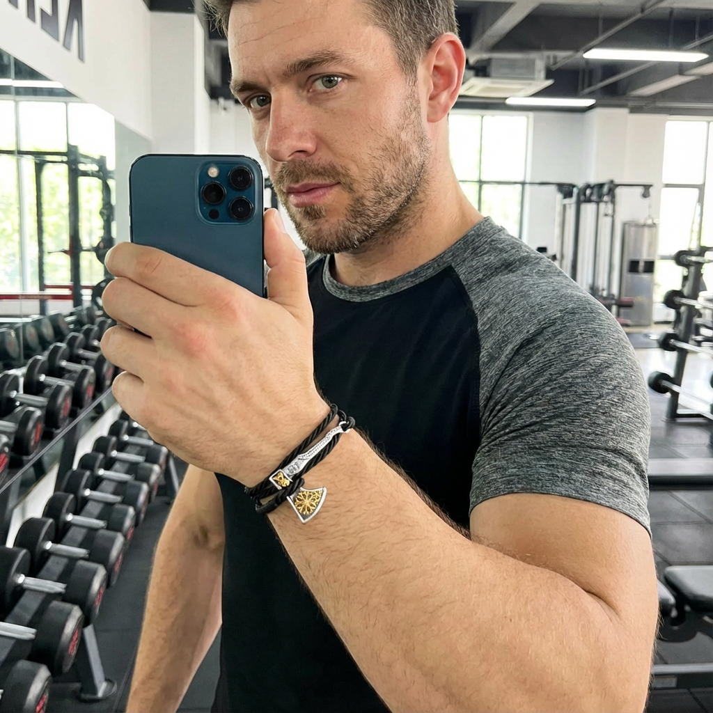 Gold Helm Axe Bracelet