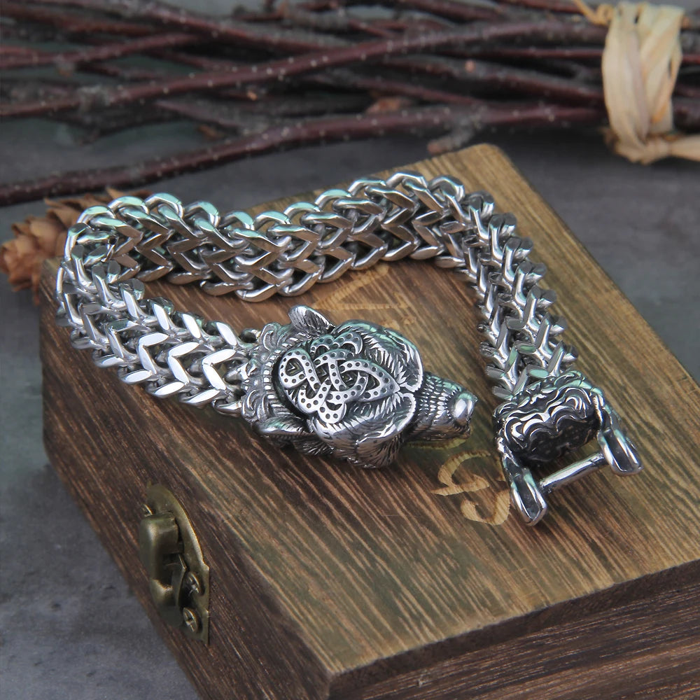 Inner Animal Rugged Bracelet - Viking Valor - Viking Bracelet - Bear Chain Bracelet Display Box