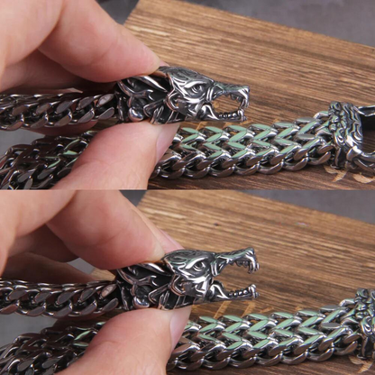 Inner Animal Rugged Bracelet - Viking Valor - Viking Bracelet - Wolf Chain Bracelet Clasp