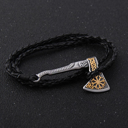 Gold Helm Axe Bracelet - Viking Valor