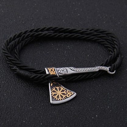 Gold Helm Axe Bracelet - Viking Valor