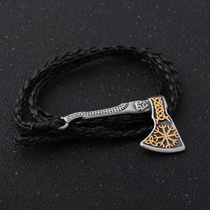 Gold Helm Axe Bracelet - Viking Valor