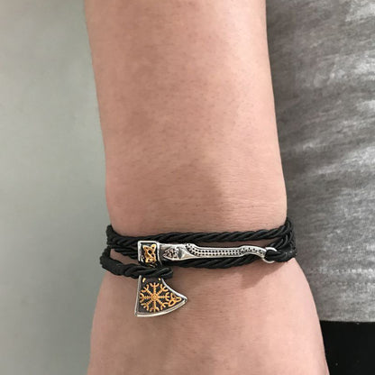 Gold Helm Axe Bracelet - Viking Valor