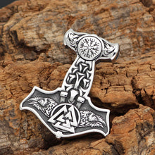 Load image into Gallery viewer, Ravens of Odin Mjolnir Necklace - Viking Valor