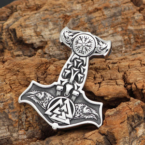 Ravens of Odin Mjolnir Necklace - Viking Valor