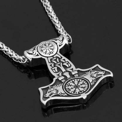 Wolves of Odin Mjolnir Necklace - Viking Valor