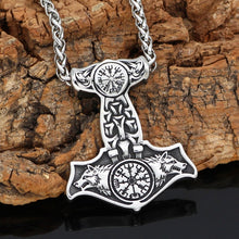 Load image into Gallery viewer, Wolves of Odin Mjolnir Necklace - Viking Valor