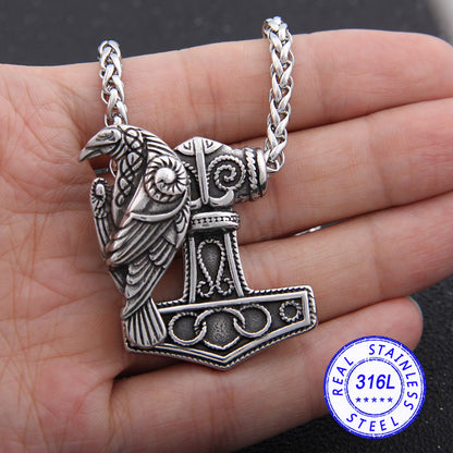 Mjolnir Raven Norse Pendant - Viking Valor