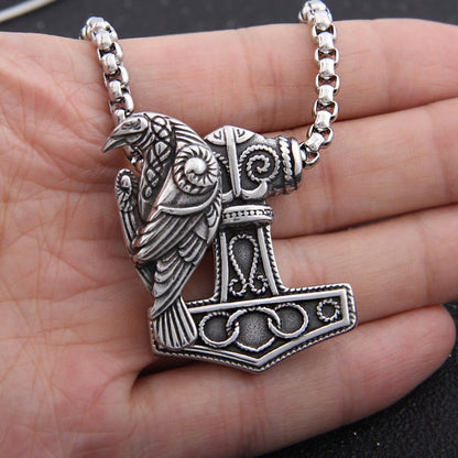 Mjolnir Raven Norse Pendant - Viking Valor