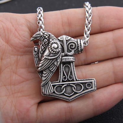 Mjolnir Raven Norse Pendant - Viking Valor