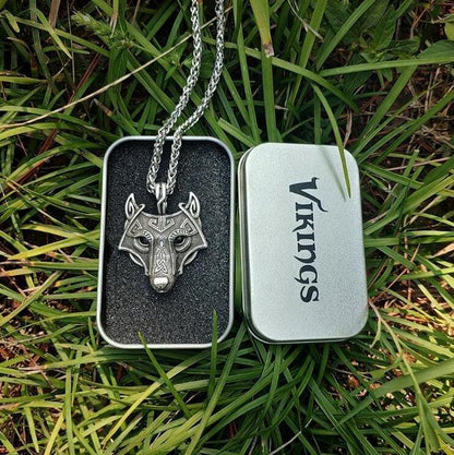 Viking Wolf Head Necklace - Viking Valor