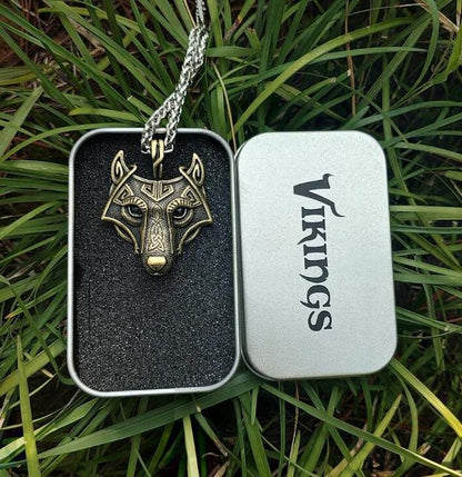 Viking Wolf Head Necklace - Viking Valor