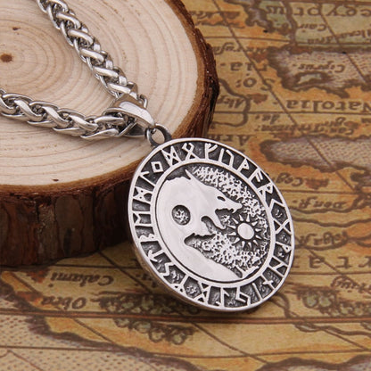 Wolf Sun and Moon Necklace - Viking Valor