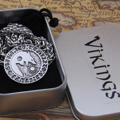 Wolf Sun and Moon Necklace - Viking Valor