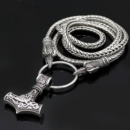 Mjolnir Raven Heads Amulet - Viking Valor