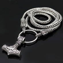 Load image into Gallery viewer, Mjolnir Raven Heads Amulet - Viking Valor