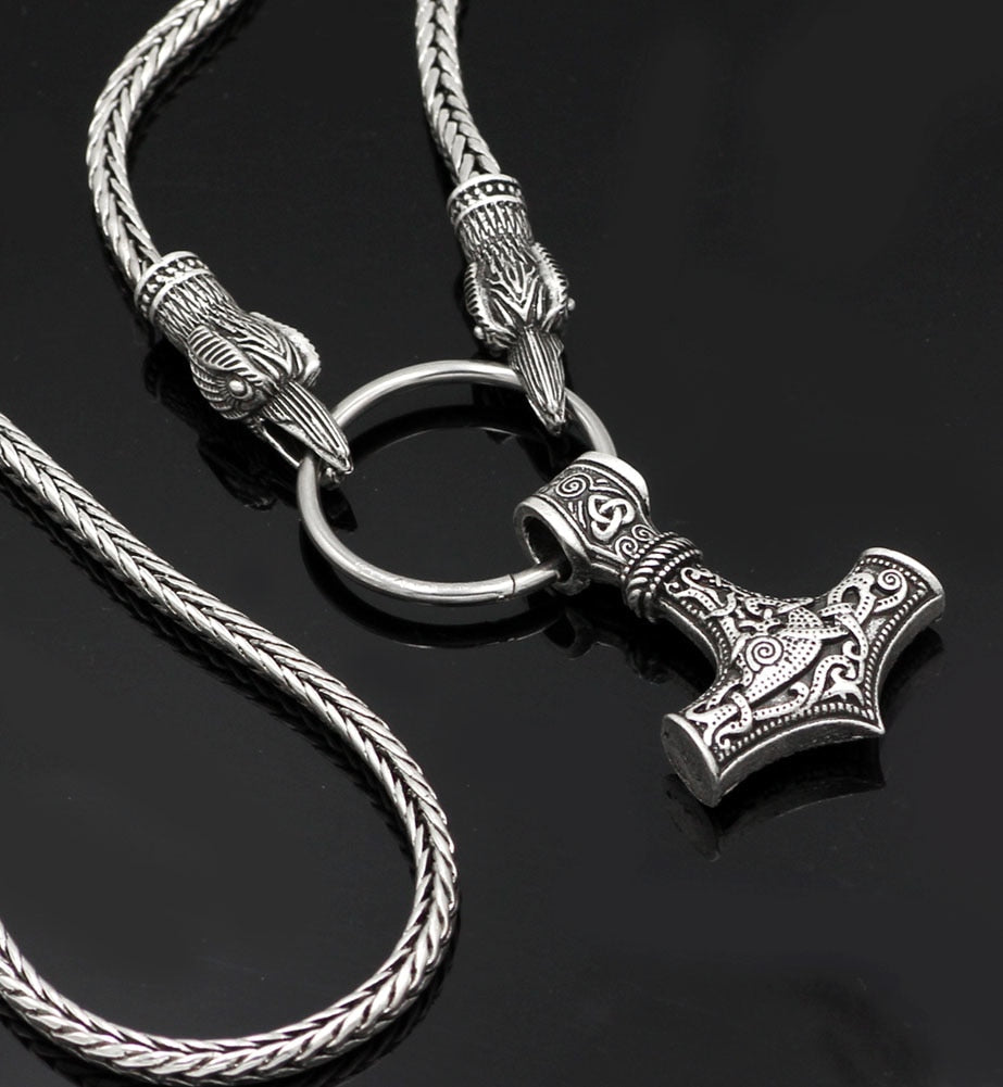 Mjolnir Raven Heads Amulet - Viking Valor