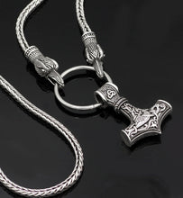 Load image into Gallery viewer, Mjolnir Raven Heads Amulet - Viking Valor
