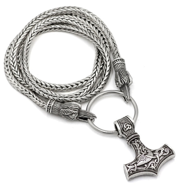 Mjolnir Raven Heads Amulet - Viking Valor