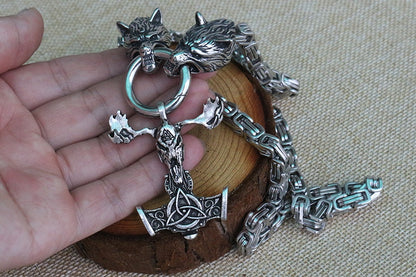 Stag Skull Mjolnir Amulet