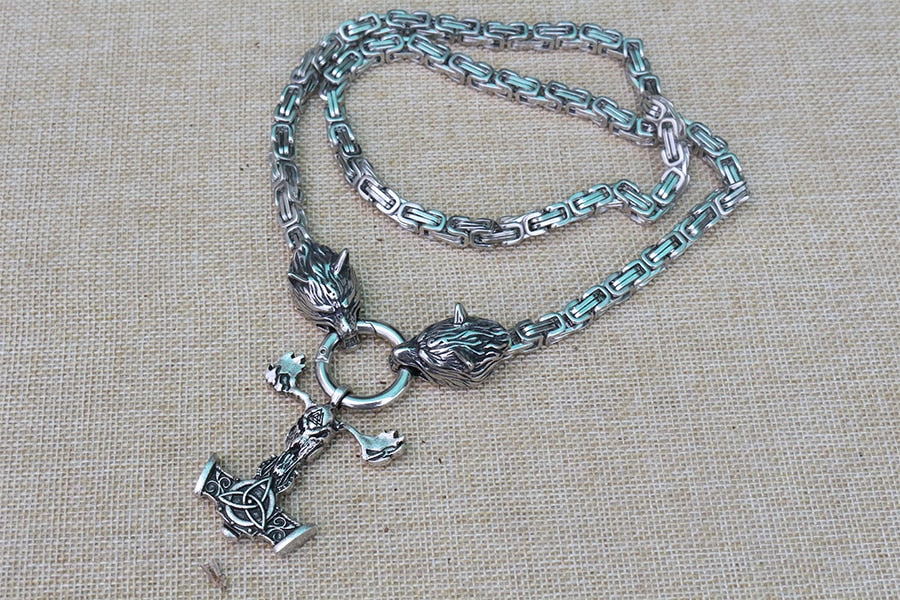 Stag Skull Mjolnir Amulet