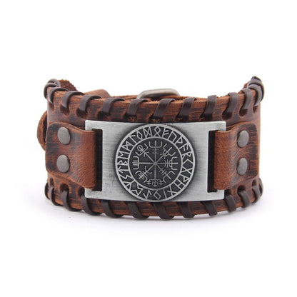 Vegvisir Leather Bracelet - Viking Valor