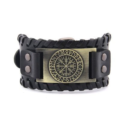 Vegvisir Leather Bracelet - Viking Valor