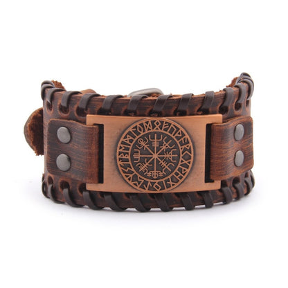 Vegvisir Leather Bracelet - Viking Valor