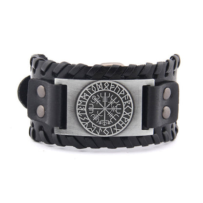 Vegvisir Leather Bracelet - Viking Valor